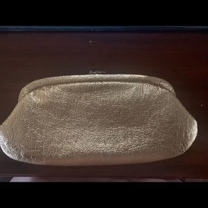Gold lame clutch purse